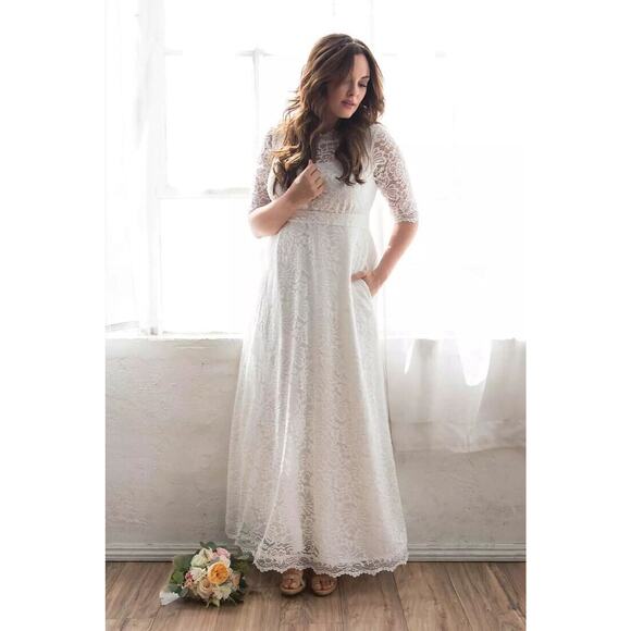 Kiyonna Dress Wedding Gown 3X Sweet Serenity White Full Length Pockets Slimming - Picture 4 of 9